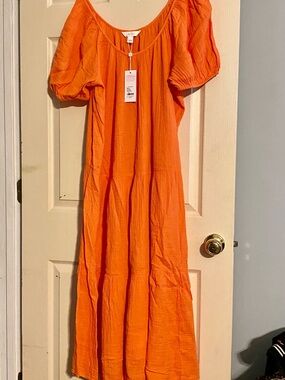 Lilly Pulitzer Puff-Sleeve Coverup/Maxi Dress, FREE Matching Hat**, Size L, NWT